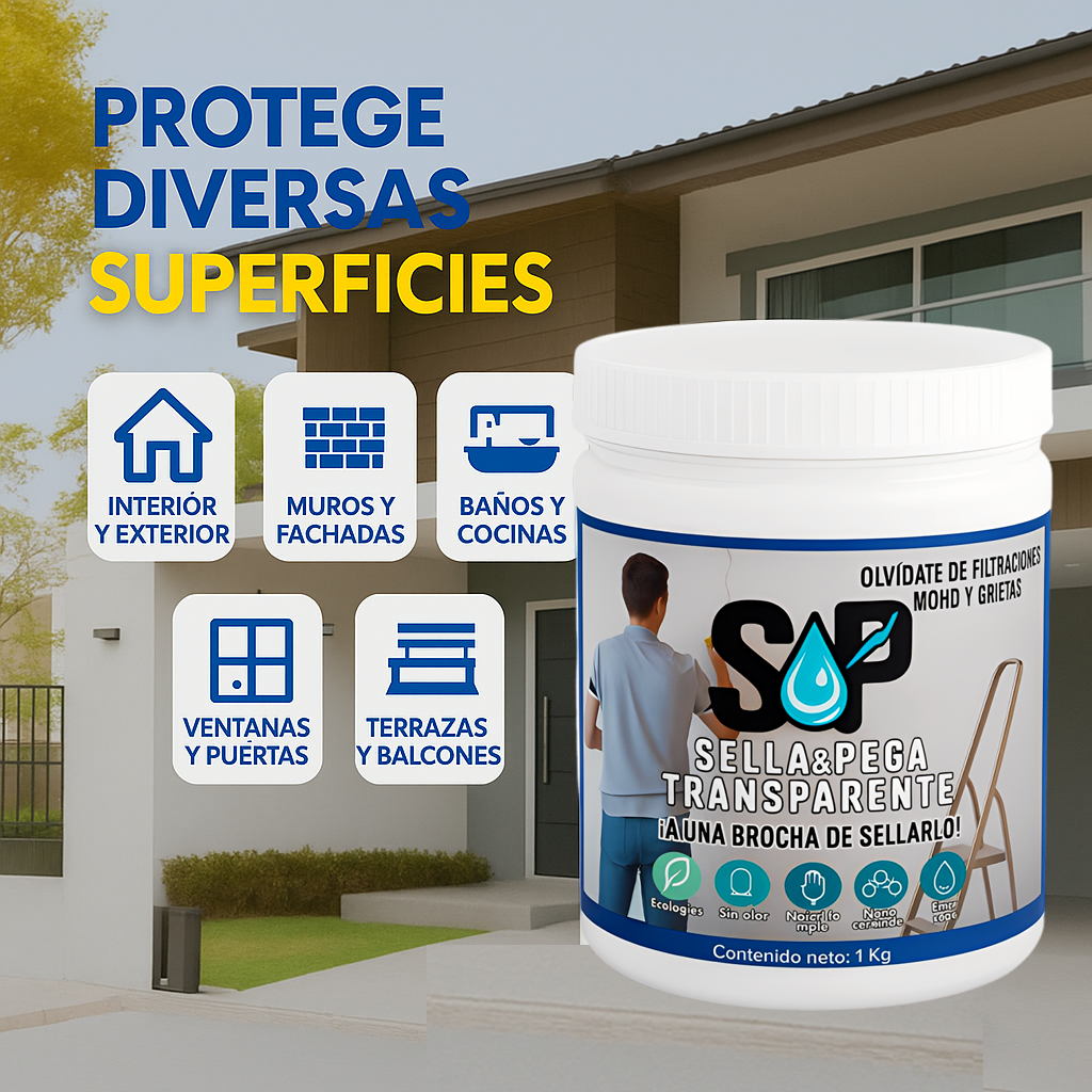 Impermeabilizante Sellador Pegamento Transparente 5 kg