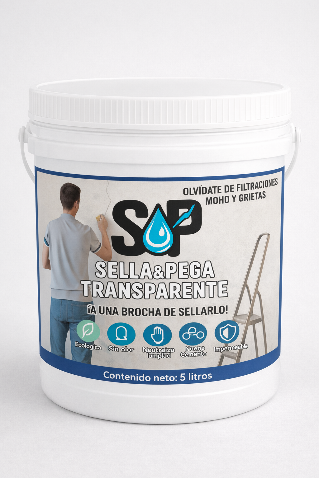 Impermeabilizante Sellador Pegamento Transparente 5 kg